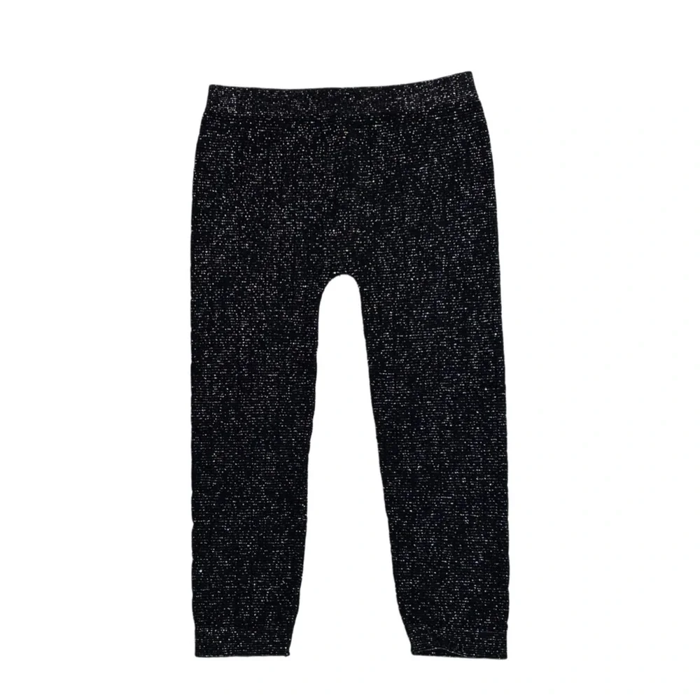 ONE STEP UP Girl's Black Sparkly Leggings One Size 4-6X